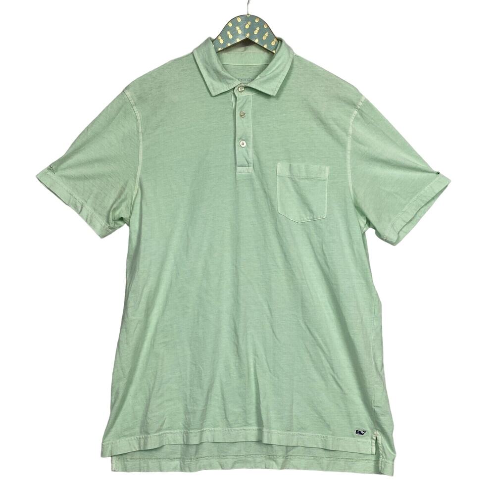 Vineyard Vines Mens Medium Polo Shirt Green Short Sleeve Chest Pocket Whale Logo - Picture 1 of 12